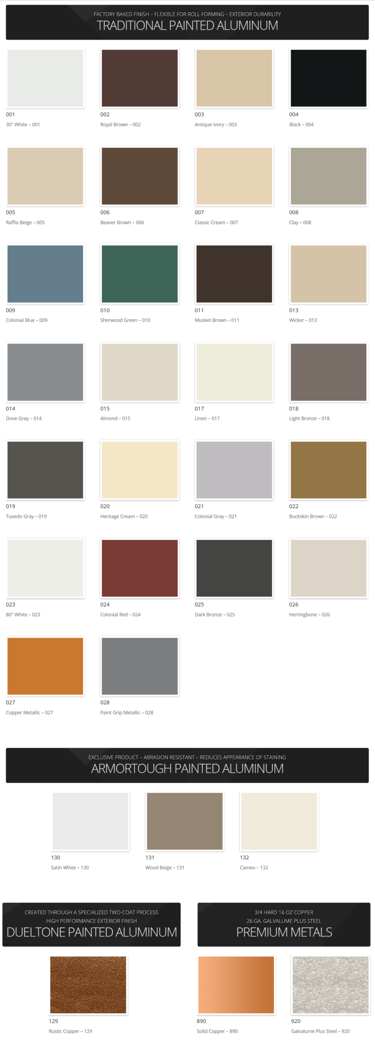 Color Chart – Albuquerque Gutter Works